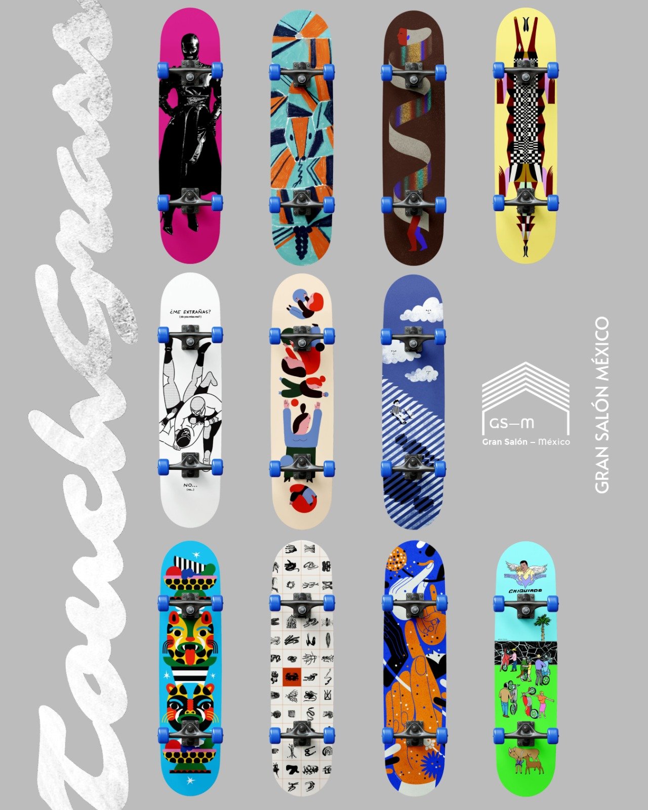 12 Decks de Skate com Ilustrações Incríveis do Gran Salón México